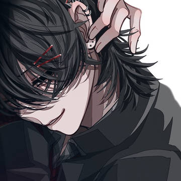 original, black hair, piercing / wolf