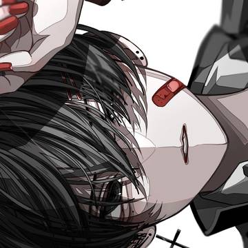 original, piercing, black hair / 視線