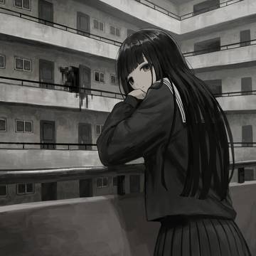 creation, girl, background / 無題