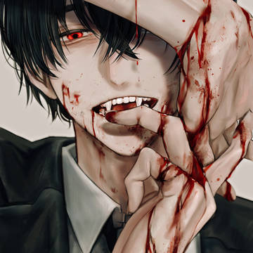 creation, black hair, blood / 絡む
