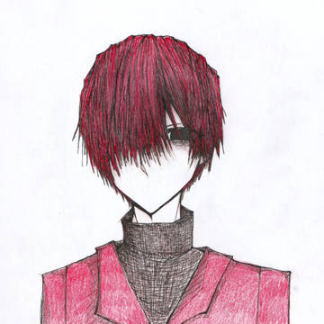 illustration, doodle, boy / 文字化化：赤い傘の男