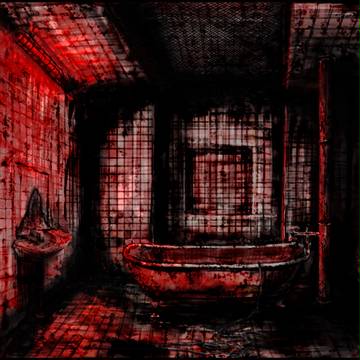 scenery, bathroom, uneasy feeling / タイル