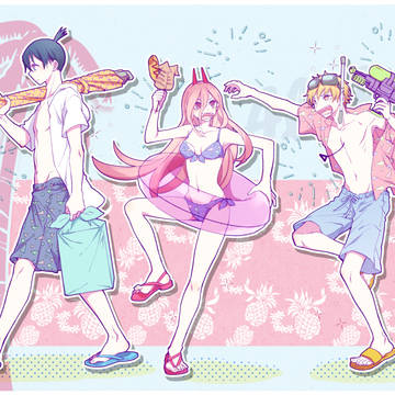 Chainsaw Man, Denji (Chainsaw Man), Power (Chainsaw Man) / 夏だよ！早川家