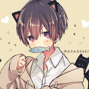 original, boy, doodle / お魚くわえた野良猫