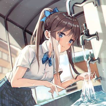 girl, uniform, ponytail / 女の子