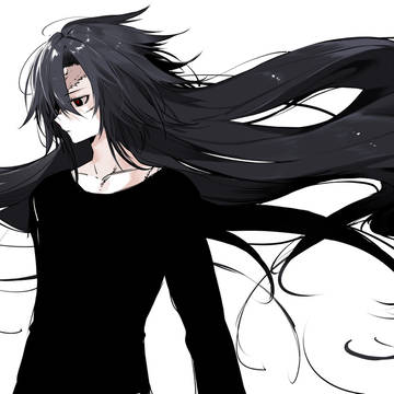 original, creation, black hair / 靡く