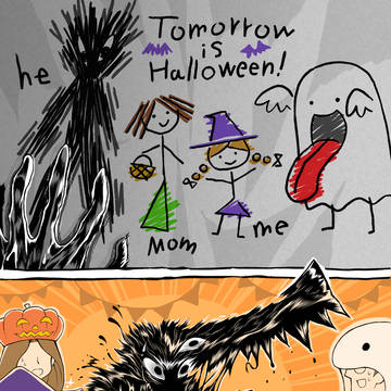 original, original comic, horror / ホラー映画で子供が描く怖い絵