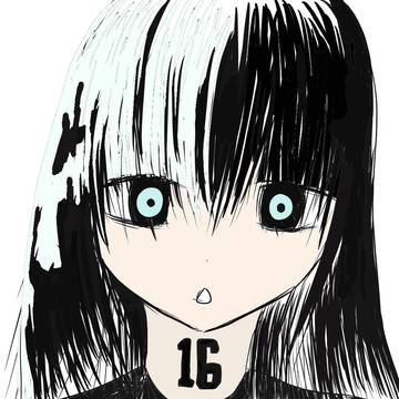 girl, original, black hair / 落書き　氷属性ちゃん