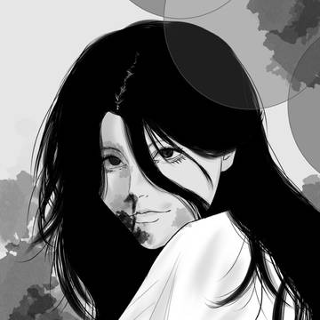 black&white, cat, black hair / no title