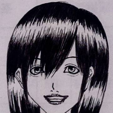 ballpoint pen, medium hair, doodle / 微笑み