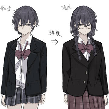 original, handsome girl, sanpaku eyes / 髪伸ばしてきた委員長