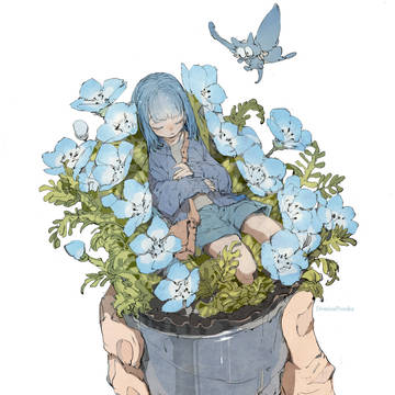 creation, nemophila, flowers and girls / ネモフィラ
