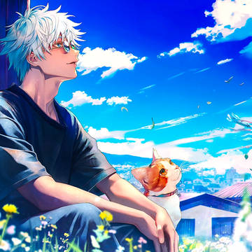 Satoru Gojo, Jujutsu Kaisen / 猫と五条先生（学生時代) / April 26th, 2024