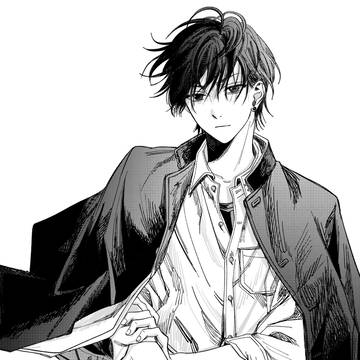 male school uniform with stand-up collar, sketch, creation / 黒髪男子