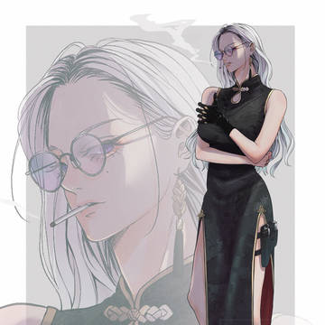 standing picture, fanart, China dress / 極楽街　タオさん