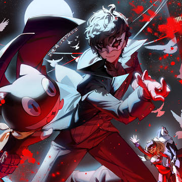 Persona 5, red and black, P5 / joker