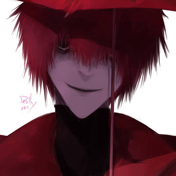 Homicipher, illustration, digital / 赤い傘の男 ☂️