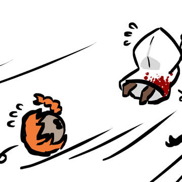 Homicipher, chibi, freshly decapitated head / 【文字化化】主人公ちゃん & 生首くん / fanart
