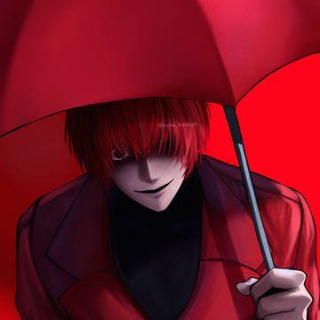 digital illustration, illustration, mrscarletella / 赤い傘の男