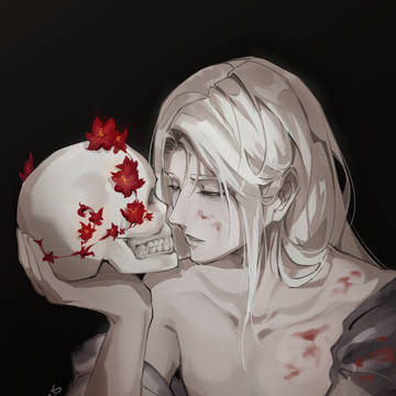 illustration, white hair, fanart / white hair guy