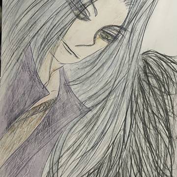 original, fallen angel, color pencil / 何となく