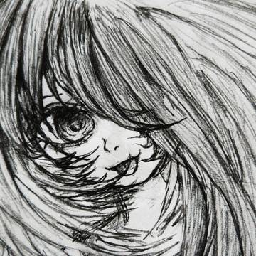 girl, young girl, illustration / 髪が長い
