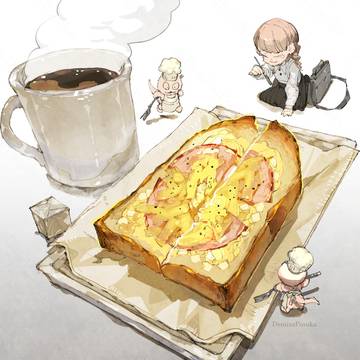 sketch, bread, food / 駅前のパン