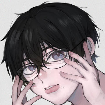black hair, glasses, digital illustration / メガネ