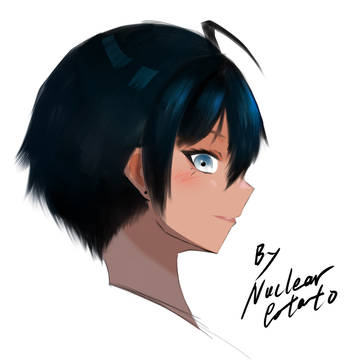 girl, black hair, wheat-colored skin / 练习