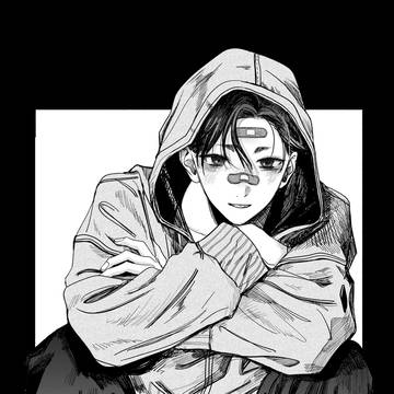 hood, sketch, original male character / ラクガキ